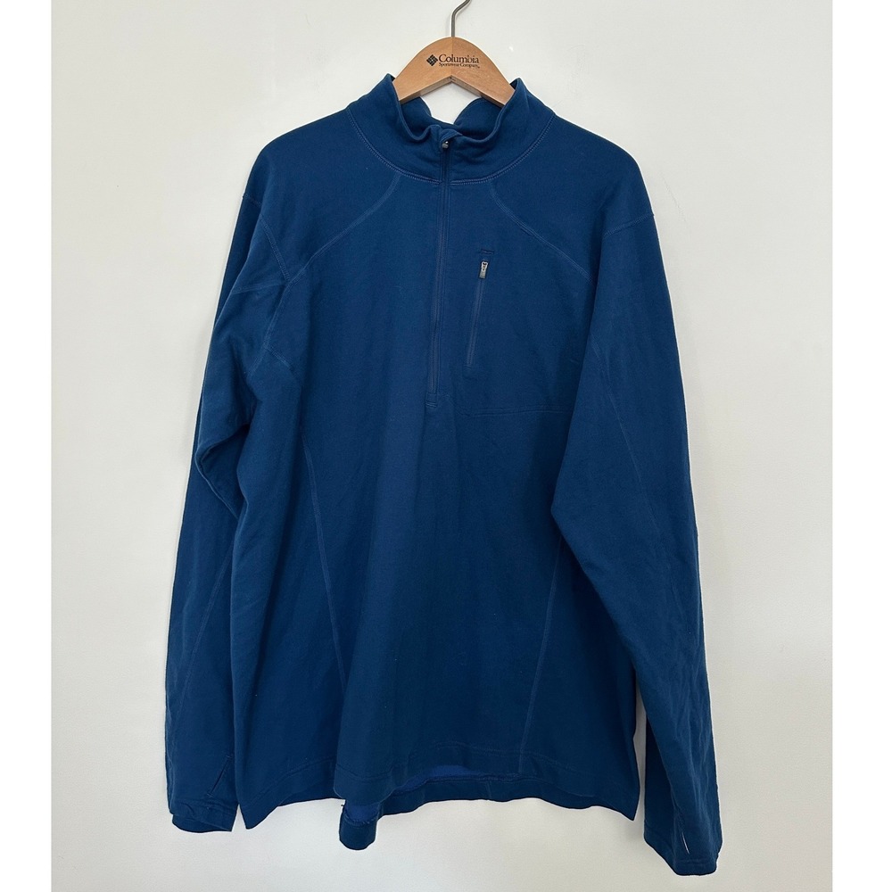 Mountain Hardwear Mens XXL Blue Quarter Zip Pullover OM4241 Organic Cotton Blend